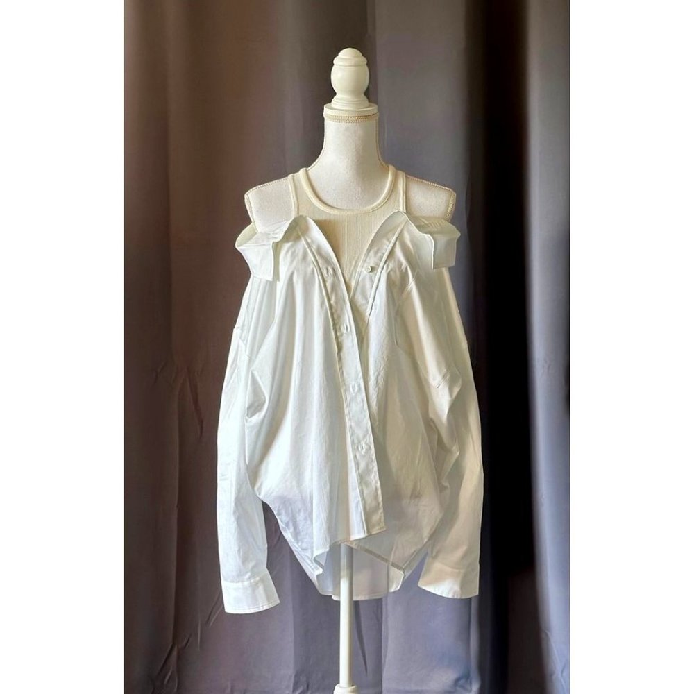 DKNY Cotton Poplin women’s buttoned closure oversized Top shirt size M
